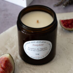 Bougie artisanale naturelle parfumée feuilles de figuier contenant 150 g vue du dessus. Bougies Josephine