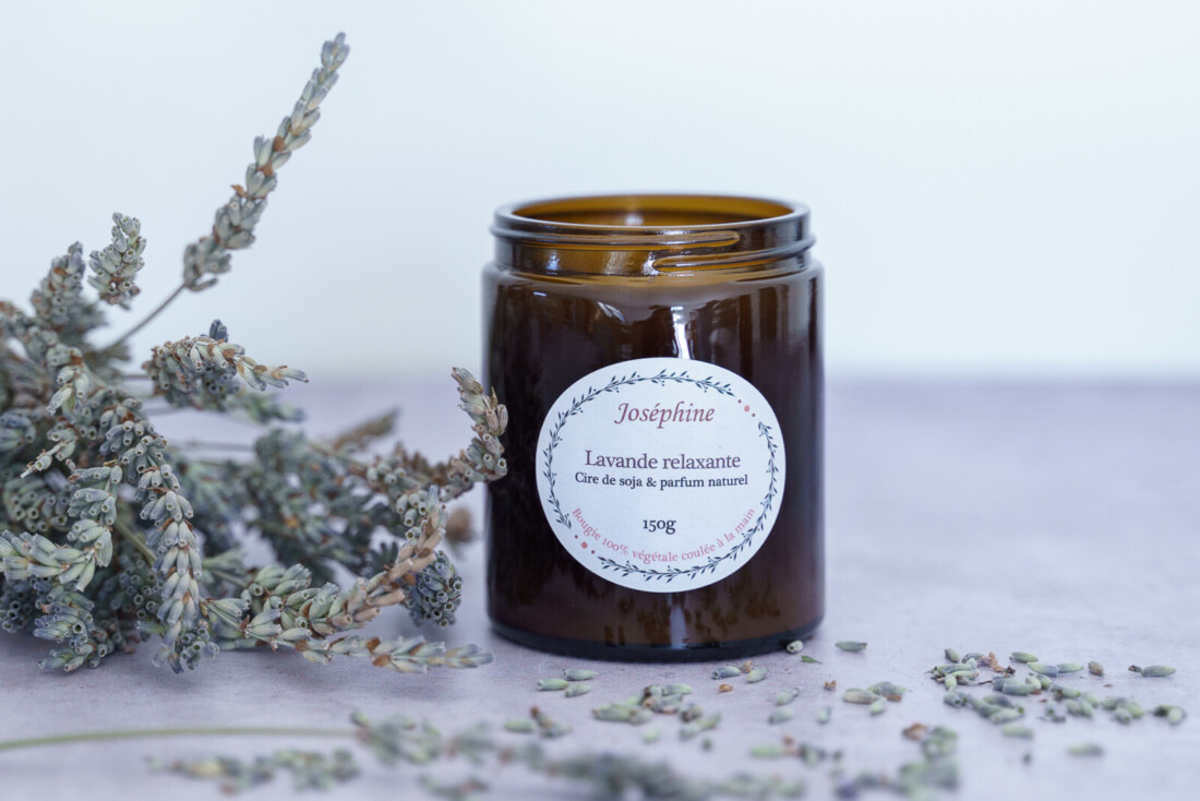 bougie parfumee lavande relaxante vue de face 150g