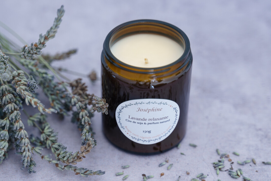 bougie parfumee lavande relaxante vue de haut 150g