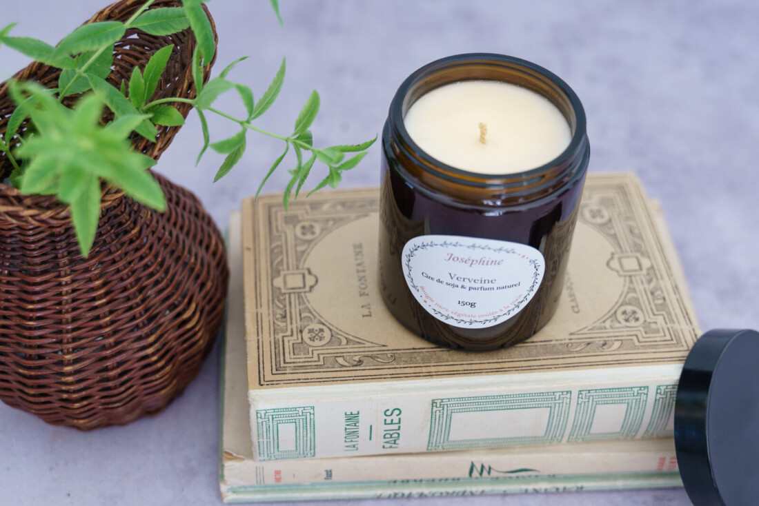 bougie parfumee verveine 150g vue de haut