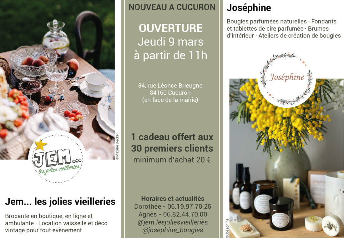 Joséphine ouvre son atelier boutique à Cucuron